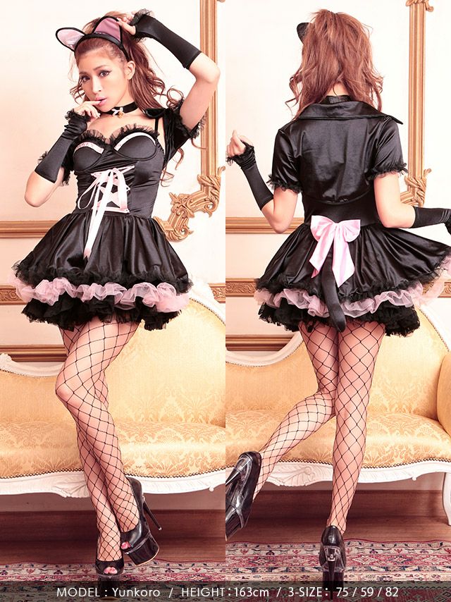 [ハロウィン コスプレ通販]ゴシックBLACKキャット アニマル  ハロウィンコスプレ