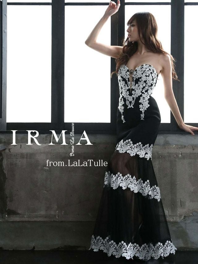 IRMA/イルマ】レースデザイン＆ シースルー タイトロングドレス