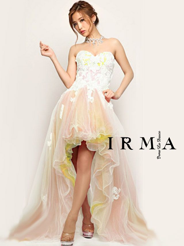 IRMA/イルマ】背中 スピンドルベアロングテールドレス[イエロー