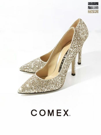 COMEX [コメックス]グリッター ラメ ピンヒール 美脚 ポインテッドトゥ パンプス[ブラックラメ][21.5cm/24.5cmあり][10.5cmヒール][5594bk]