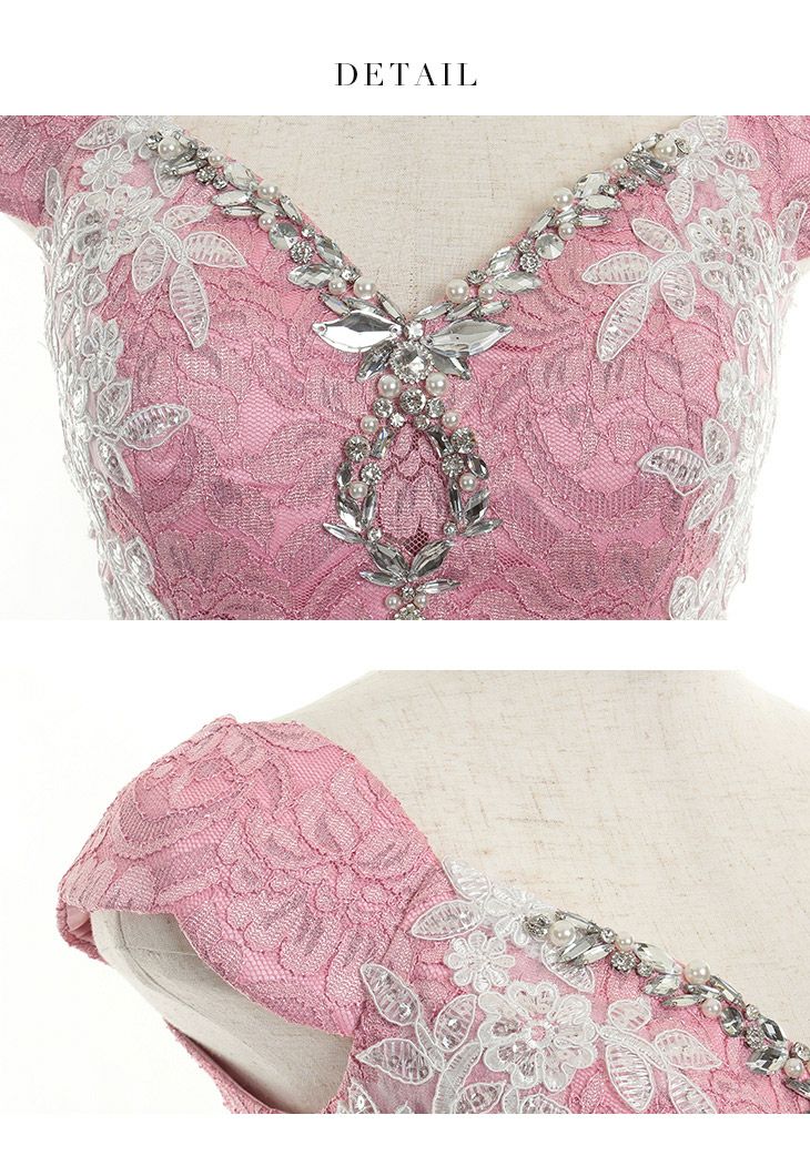 ROBEdeFLEURS Glossy[ローブドフルール グロッシー]ラメ レース× フラワー レース セットアップ ネイビー ミニドレス[1439nv]