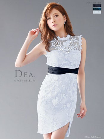 ディア バイ ローブドフルール [DEA] 1438ボタニカル 刺繍 レース ノースリーブ ドレス