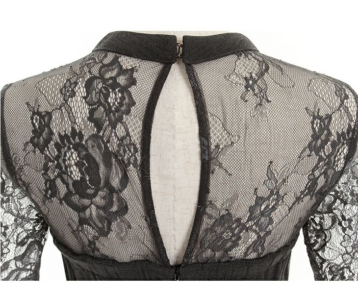 ROBEdeFLEURS Glossy[ローブドフルール グロッシー]レース×ホルター 五分袖 ミニドレス[1414]