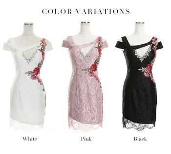 ROBEdeFLEURS Glossy[ローブドフルール グロッシー]フラワー刺繍× 総レース ドレス [1358]