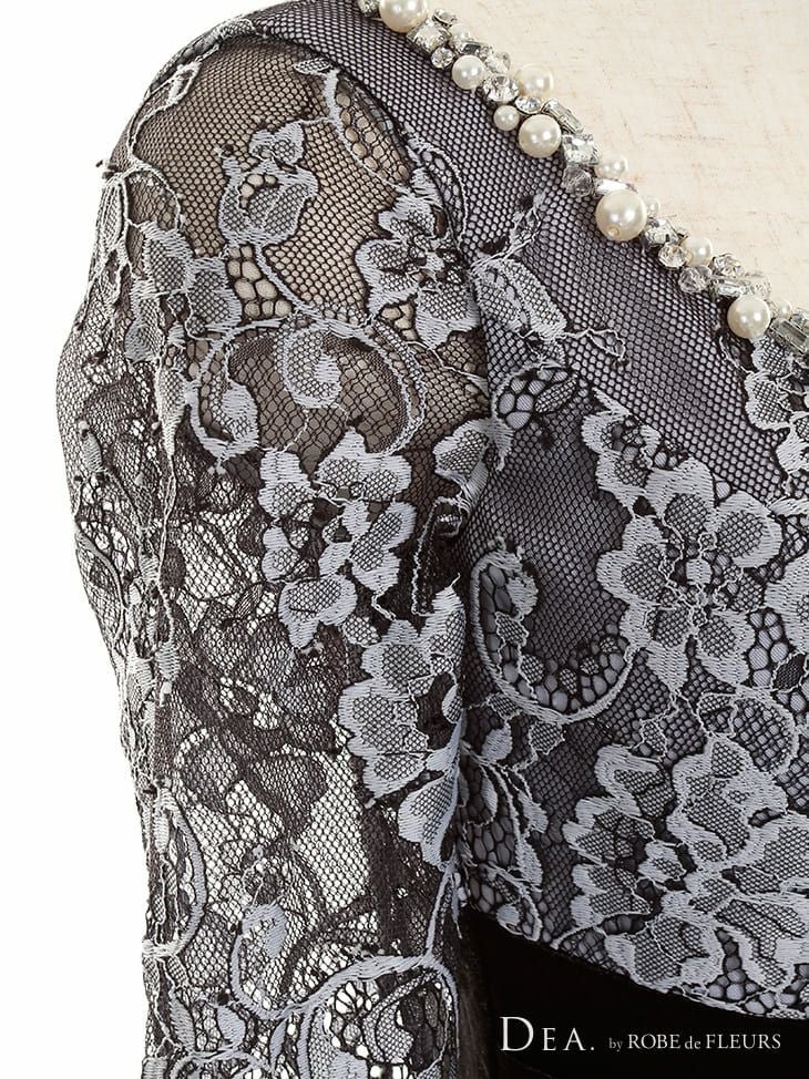 ディア バイ ローブドフルール [DEA] 1197 総レース五分袖 アシンメトリー ドレス