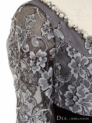 ディア バイ ローブドフルール [DEA] 1197 総レース五分袖 アシンメトリー ドレス