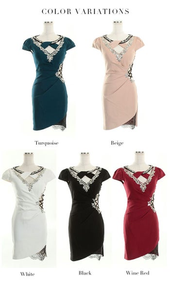 ROBEdeFLEURS Glossy[ローブドフルール グロッシー]ウエスト レースアップ切り替え ミニドレス[1466]