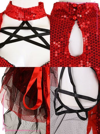 レッド デビル ガール ハロウィンコスプレの9