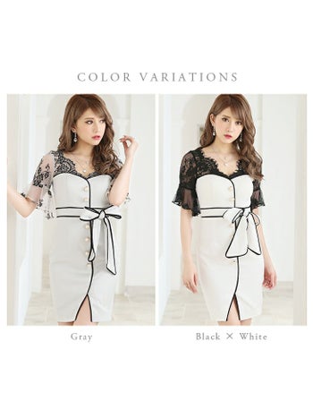 ディア バイ ローブドフルール [DEA] 1761テン  レース切替  ミニドレス