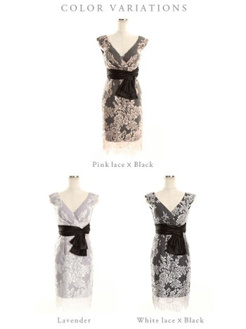 ディア バイ ローブドフルール [DEA] 1764 リボン ベルトデザイン  総レース  ミニドレス