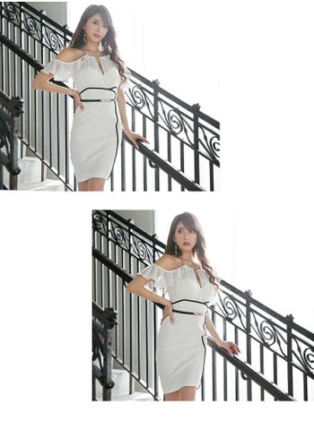 ディア バイ ローブドフルール [DEA] 1747スパンコール フラワー刺繍 レース   ミニドレス