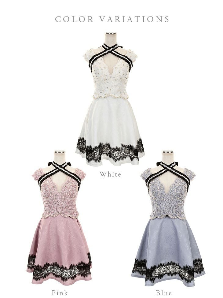 ROBEdeFLEURS ローブドフルール スカーフリボン×オフショル タイト ミニドレス[1821]