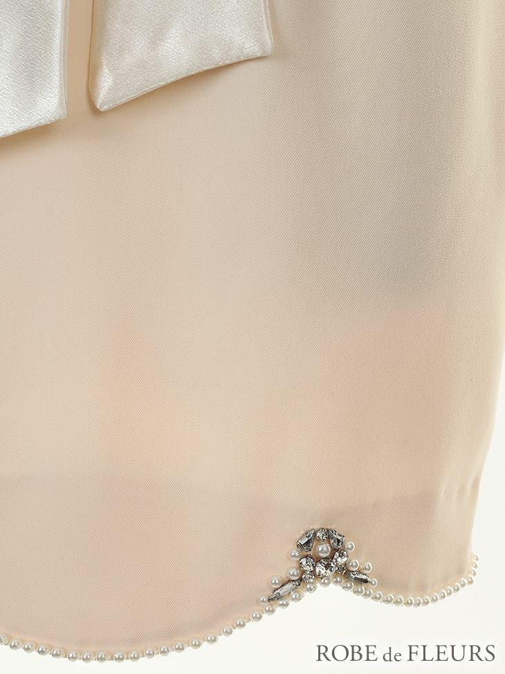 ROBEdeFLEURS ローブドフルール スパンコール付きシフォン×シャーリング タイト ミニドレス[1767]