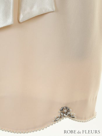 ROBEdeFLEURS ローブドフルール スパンコール付きシフォン×シャーリング タイト ミニドレス[1767]