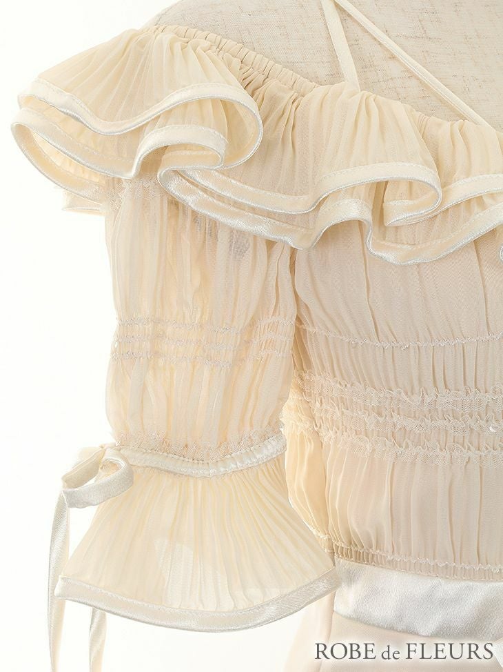 ROBEdeFLEURS ローブドフルール スパンコール付きシフォン×シャーリング タイト ミニドレス[1767]