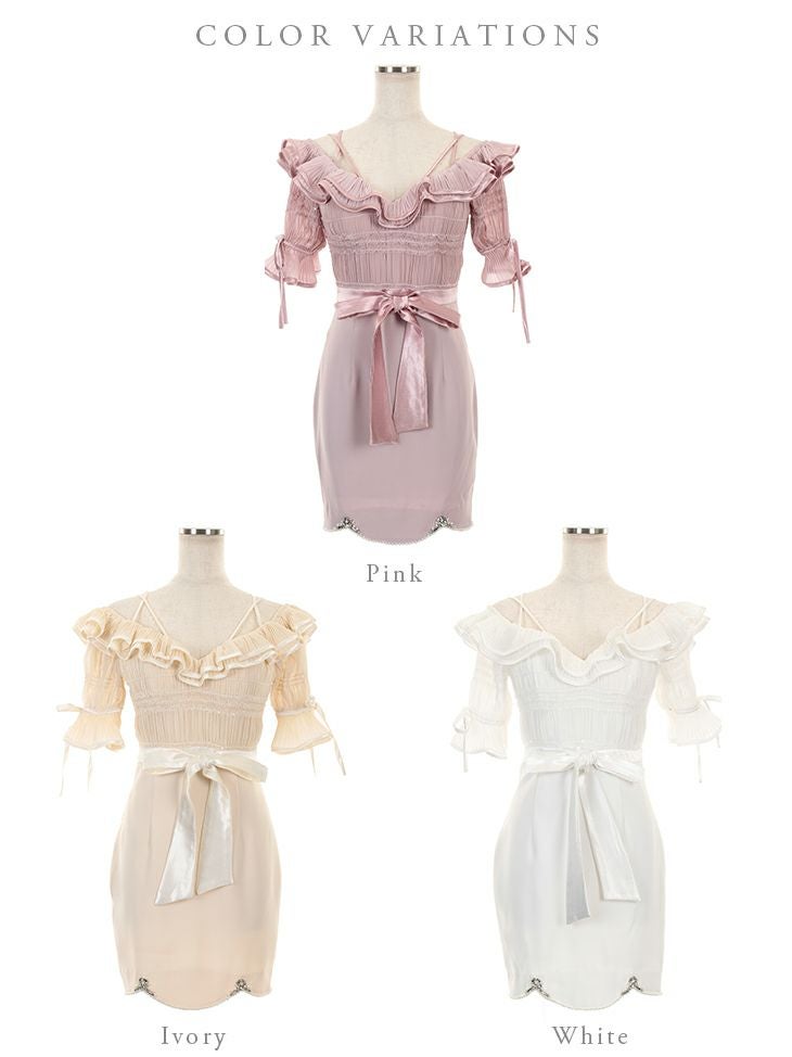 ローブドフルール♡ミニドレス　スパンコール ROBEdeFLEURS/ローブドフルール】スパンコール付き シフォン