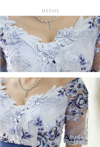 ディア バイ ローブドフルール [DEA] 1495 フラワー刺繍 レース  オフショル  ミニドレス