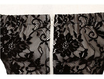 ROBEdeFLEURS Glossy[ローブドフルール グロッシー]立体フラワー レース× ストレッチ ミニドレス[真優川咲][1841]