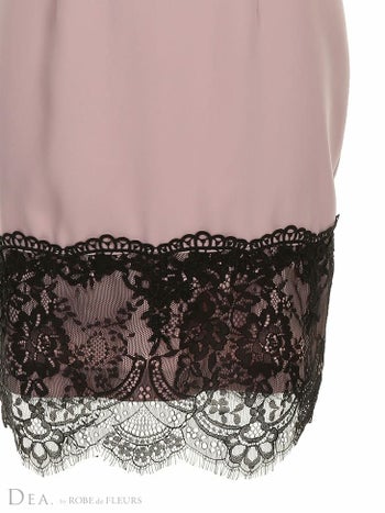 ディア バイ ローブドフルール [DEA] 1432 チョーカー風  レース切替 ストレッチ  ミニドレス