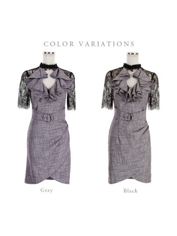 ディア バイ ローブドフルール [DEA] 1837 ベルトデザイン  サマーツイード ドレス