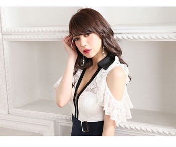 ディア バイ ローブドフルール [DEA] 1738シャツ 襟デザイン  オフショル ドレス