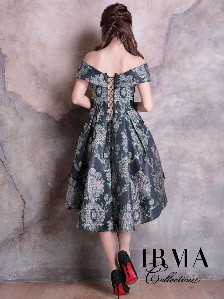 IRMA/イルマ　ジャガード生地ベアロングテールドレス IRMA/イルマ】ジャガード生地ベアロングテールドレス[1color] | キャバ