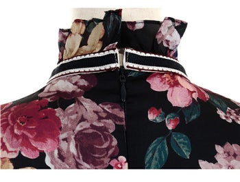 ROBEdeFLEURS ローブドフルール チョーカー風× フラワープリント タイト ミニドレス[1847]