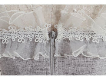 ROBEdeFLEURS ローブドフルール パール チュール ロングスリーブ セットアップ タイト ミニドレス[1786]