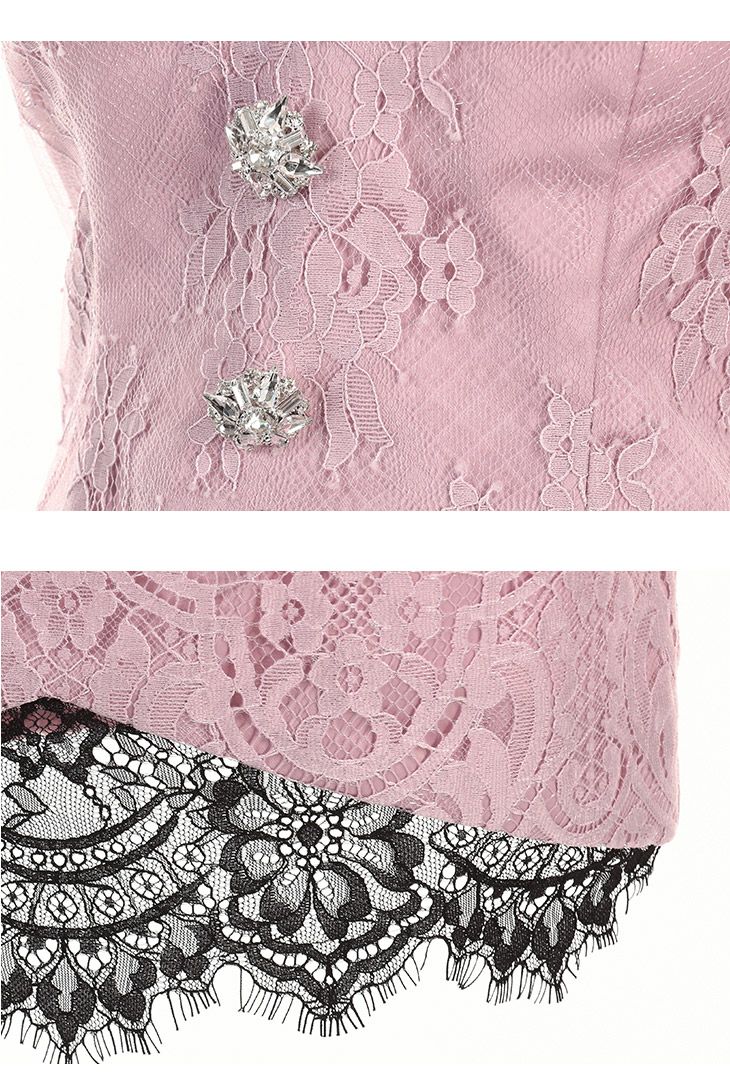 Glossy by ROBE de FLEURS/グロッシー】襟ビジュー×総レース Glossy by ROBE de FLEURS/グロッシー】襟ビジュー×総レース