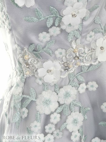 ROBEdeFLEURS ローブドフルール ラメ 刺繍レース× フレア ミニドレス[1839]