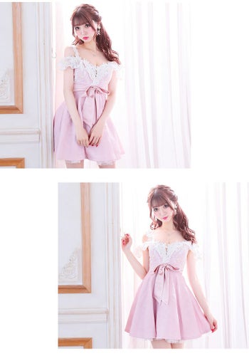 ROBEdeFLEURS ローブドフルール ローズジャガード× フラワーレース フレア ミニドレス[1895]