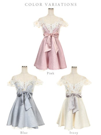 ROBEdeFLEURS ローブドフルール ローズジャガード× フラワーレース フレア ミニドレス[1895]