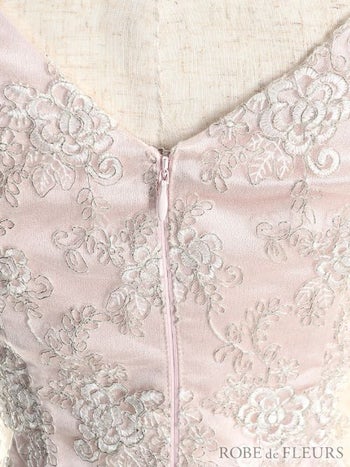 ROBEdeFLEURS ローブドフルール 立体 フラワーレース×サイドレース切替 タイト ミニドレス[1852]