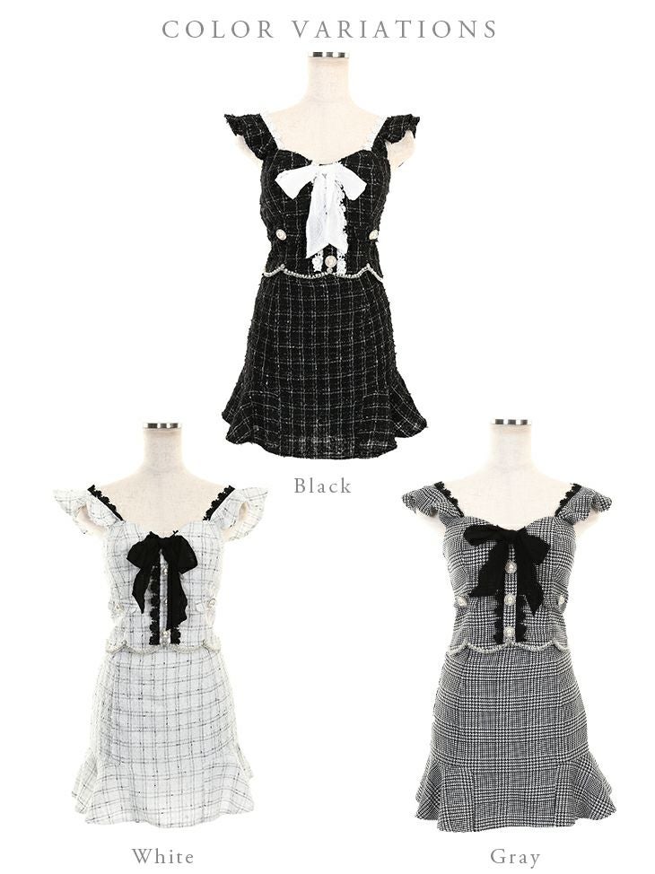 ROBEdeFLEURS/ローブドフルール】チェック ツイード×スカートパンツ袖