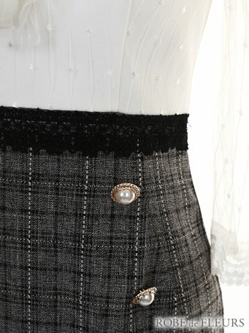 ROBEdeFLEURS ローブドフルール グレンチェック×首元リボン タイト ミニドレス[1870]