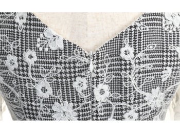 ROBEdeFLEURS ローブドフルール 千鳥格子× フラワーモチーフ フレア ミニドレス[1773wh]