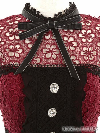 ROBEdeFLEURS ローブドフルール フラワーケミカルレース×クラシカル タイト ミニドレス[1882]