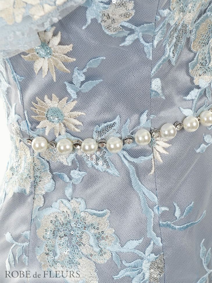 ROBEdeFLEURS ローブドフルール スパンコール 刺繍レース× フリルスリーブ タイト ミニドレス[1945]