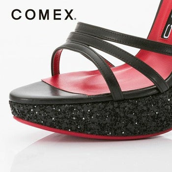 [COMEX][コメックス]5533 グリッターストラップサンダル (ブラック)(13cmヒール) 画像5