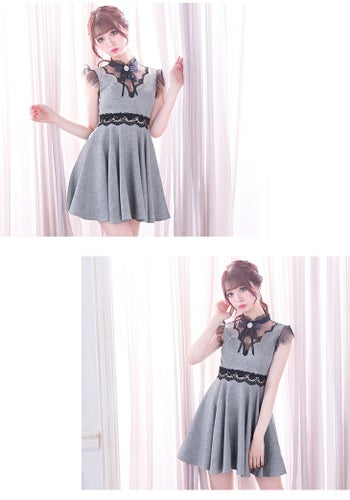 ROBEdeFLEURS ローブドフルール チョーカー風×ガーリードット チュール フレア ミニドレス[1933]