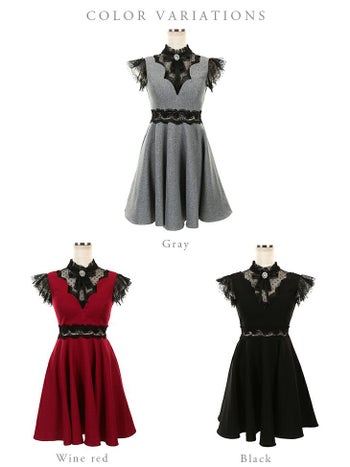 ROBEdeFLEURS ローブドフルール チョーカー風×ガーリードット チュール フレア ミニドレス[1933]