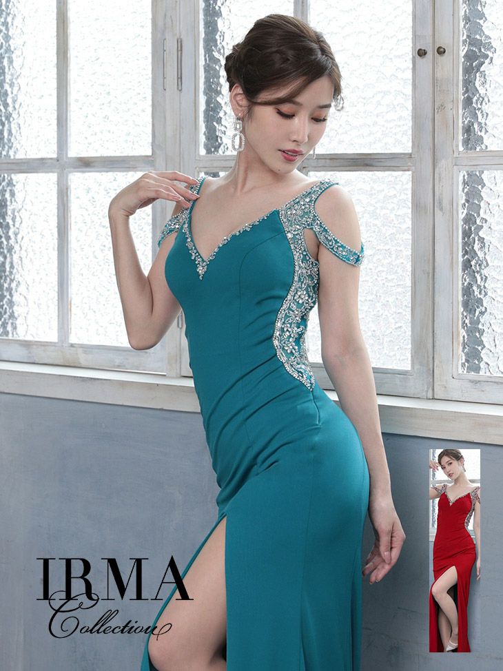 IRMA/イルマ】スリット入り タイトロングドレス[2color IRMA/イルマ】スリット入り タイトロングドレス[2color