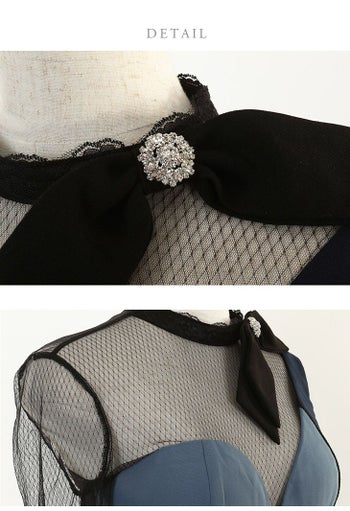 ディア バイ ローブドフルール [DEA] 1898 バイカラー切替  ベルトデザイン ドレス