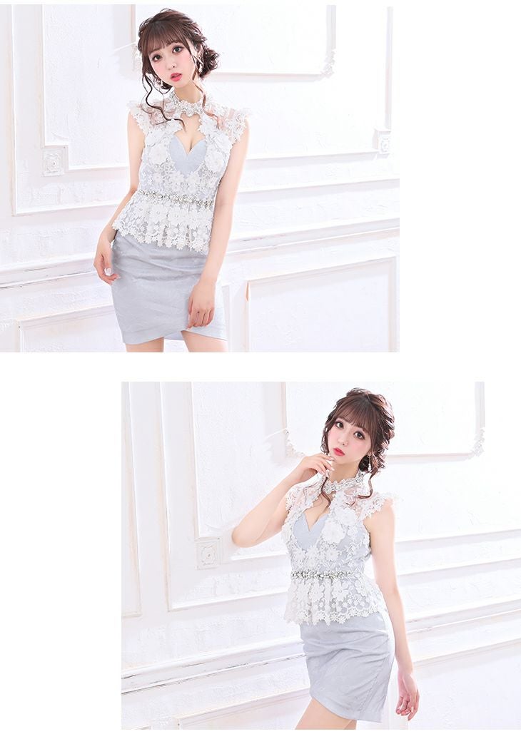 ROBEdeFLEURS ローブドフルール ラグジュアリー× ペプラム タイト ミニドレス [1968]