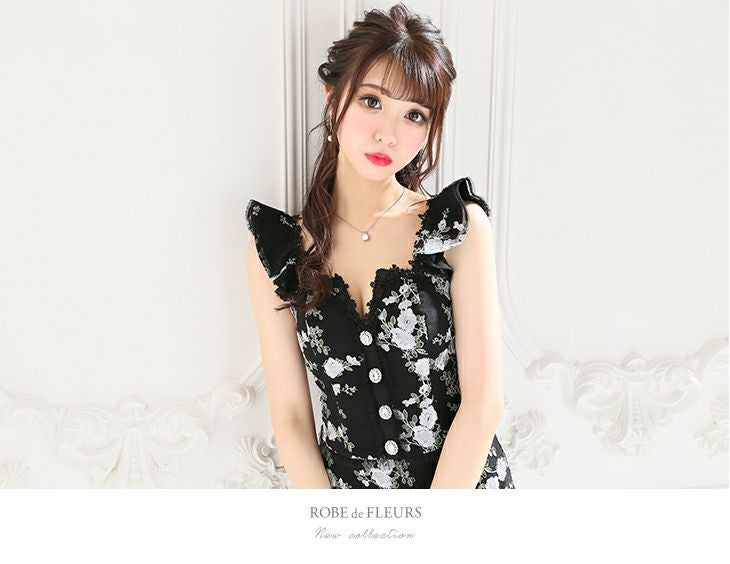 ROBEdeFLEURS ローブドフルール 刺繍レース×ラグジュアリー セットアップ タイト ミニドレス [1978]