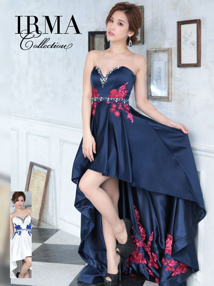 IRMA/イルマ】フラワー刺繍ロングテールドレス[2color] | キャバドレス