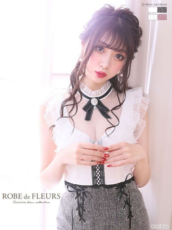 ROBEdeFLEURS ローブドフルール チョーカー風×台形 ミニドレス[ペチコート付] [2024a]
