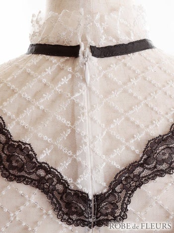 ROBEdeFLEURS ローブドフルール ビーズ 刺繍レース×バイカラー タイト ミニドレス[2081]