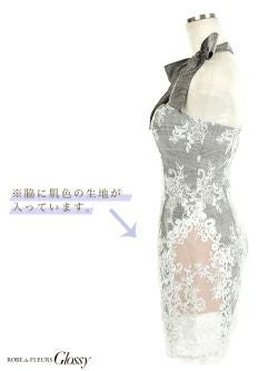 ROBEdeFLEURS ローブドフルール ラメリボン×レースグレンチェックドレス[2169]