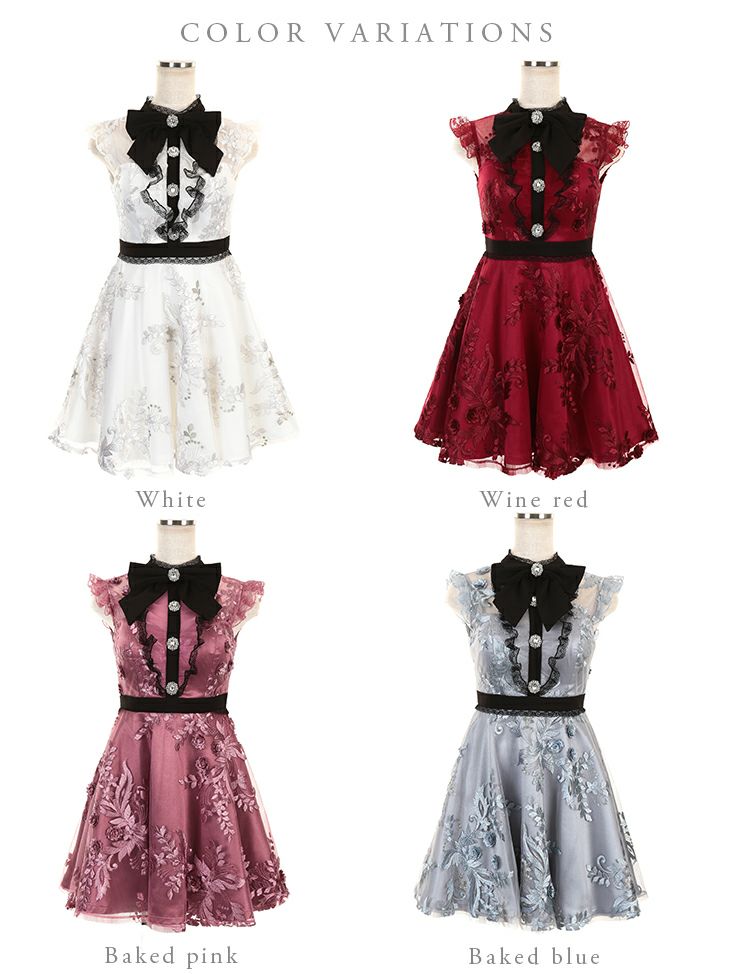 ROBEdeFLEURS(ローブドフルール) フレア　ドレス ROBEdeFLEURS/ローブドフルール】リボンネック×ラグジュアリー